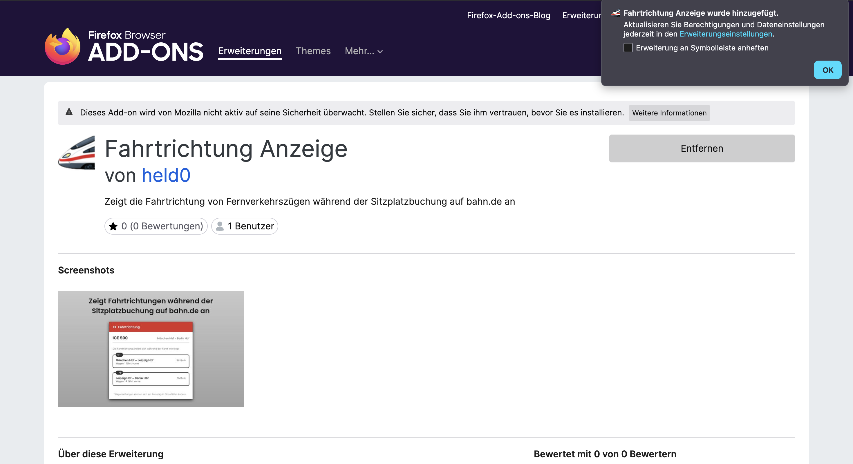 Anheften-Option
